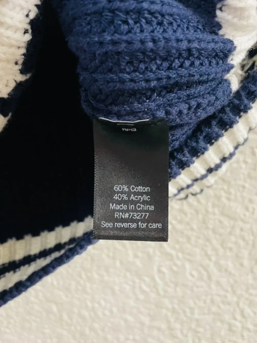 SO® Blue and White Cableknit Button Up Sweater Vest | Small - Picture 5 of 7